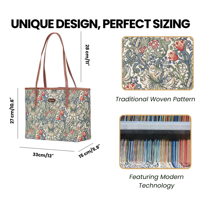 COLL-GLILY | William Morris Golden Lily College/Shoulder Tote Bag
