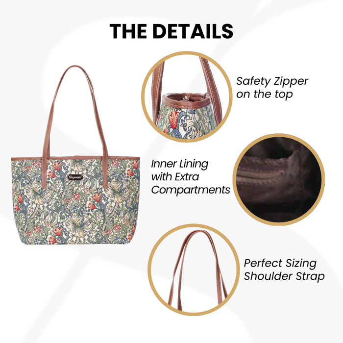COLL-GLILY | William Morris Golden Lily College/Shoulder Tote Bag