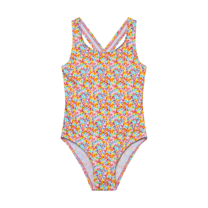 Color Kids - Girl's One Piece Hearts UV Swimsuit