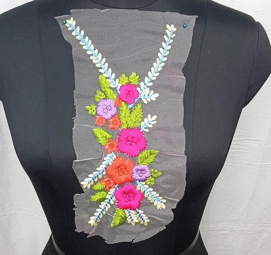 Blossom embroidered sew patch with floral design and fine detailing for kurtis, suits, dresses and DIY styling