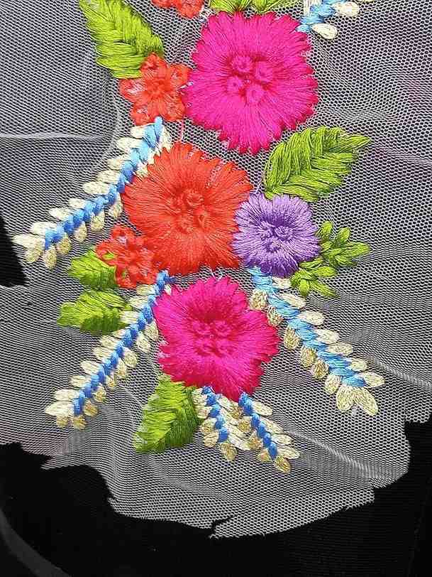 Premium blossom embroidery sew patch crafted for kurti, suit, dress and creative DIY fashion projects