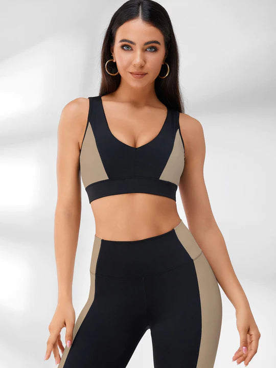 Contrast Color Backless Tracksuit
