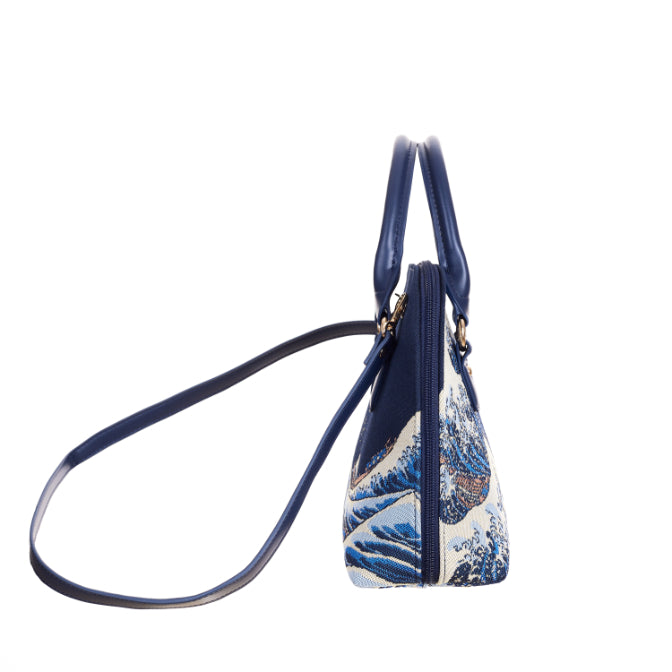 CONV-BM-WAVE | The British Museum - Great Wave off Kanagawa Convertible Top Handle Purse Handbag