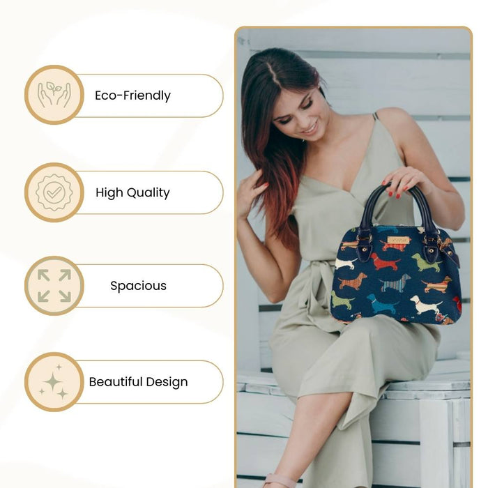 CONV-DACH | Dachshund Convertible Top Handle Purse Handbag