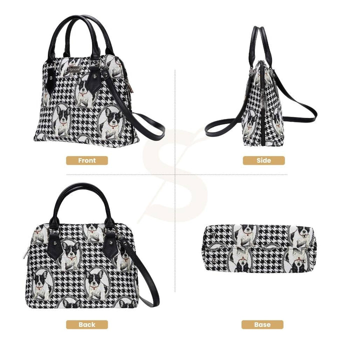 CONV-FREN | French Bulldog Convertible Top Handle Purse Handbag