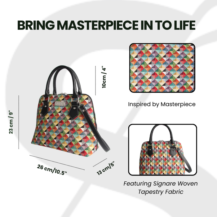 CONV-MTRI | Multicolor Triangle Convertible Top Handle Purse Handbag