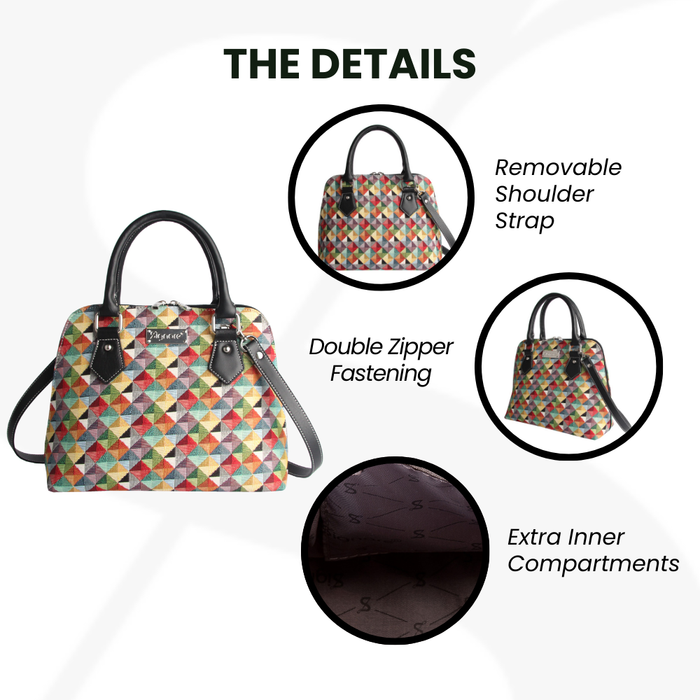 CONV-MTRI | Multicolor Triangle Convertible Top Handle Purse Handbag