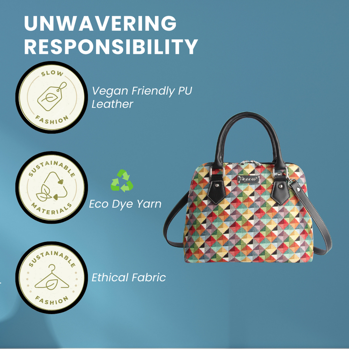 CONV-MTRI | Multicolor Triangle Convertible Top Handle Purse Handbag