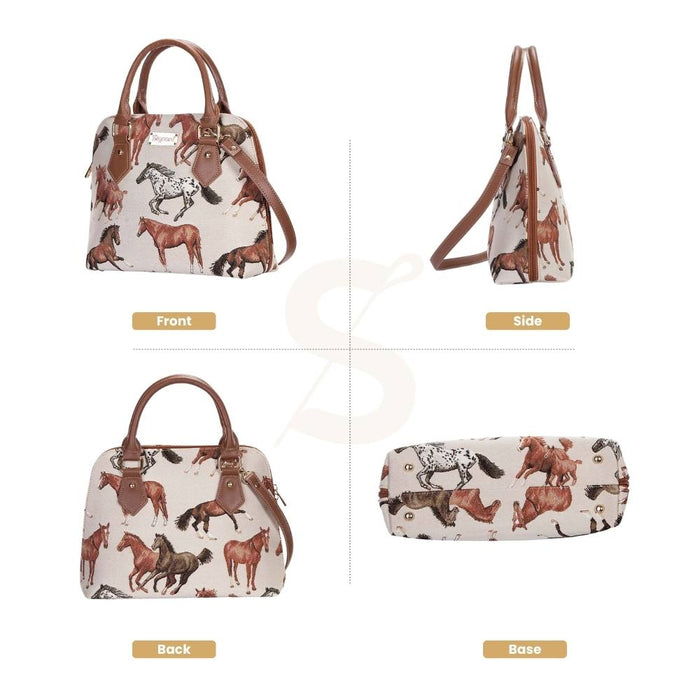 CONV-RHOR | Running Horse Convertible Top Handle Purse Handbag