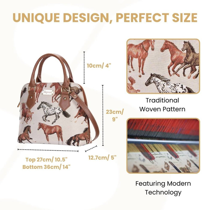 CONV-RHOR | Running Horse Convertible Top Handle Purse Handbag