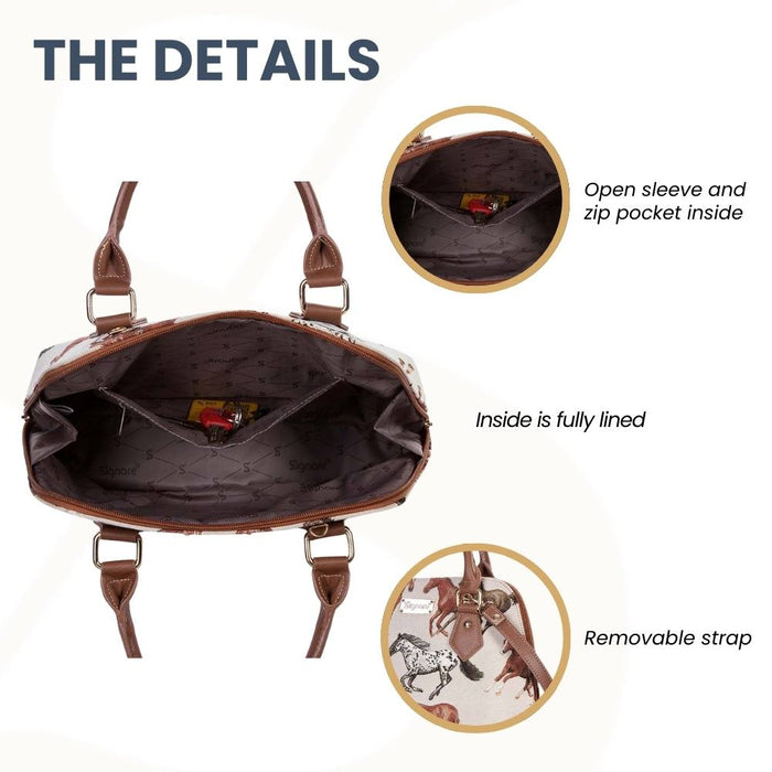 CONV-RHOR | Running Horse Convertible Top Handle Purse Handbag
