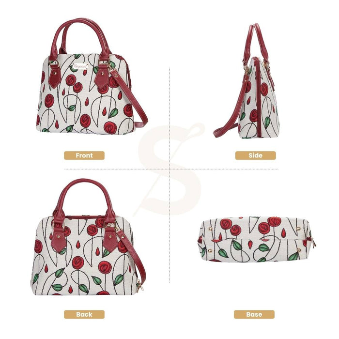 CONV-RMSP | Rennie Mackintosh Simple Rose Convertible Top Handle Purse Handbag