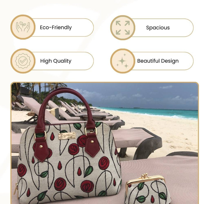 CONV-RMSP | Rennie Mackintosh Simple Rose Convertible Top Handle Purse Handbag