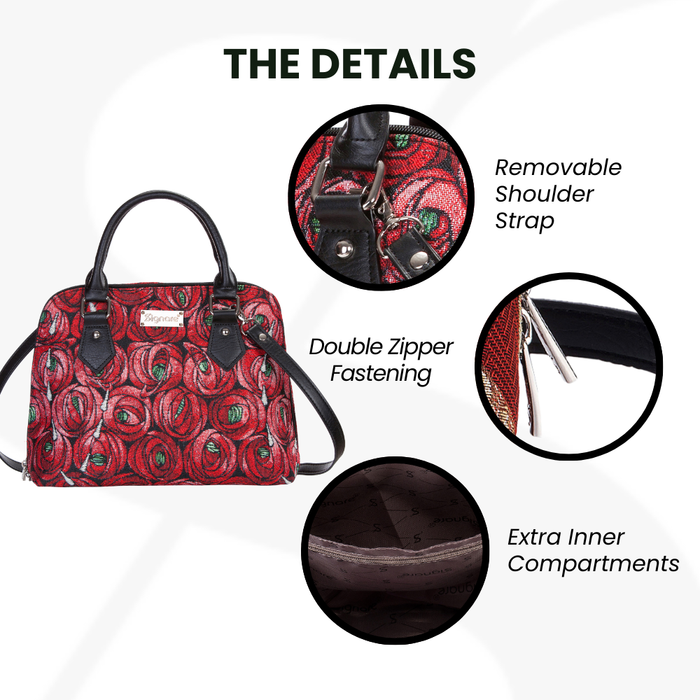 CONV-RMTD | Rennie Mackintosh Rose and Teardrop Convertible Top Handle Purse Handbag