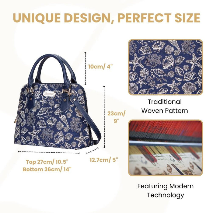CONV-SHELL | Sea Shell Convertible Top Handle Purse Handbag