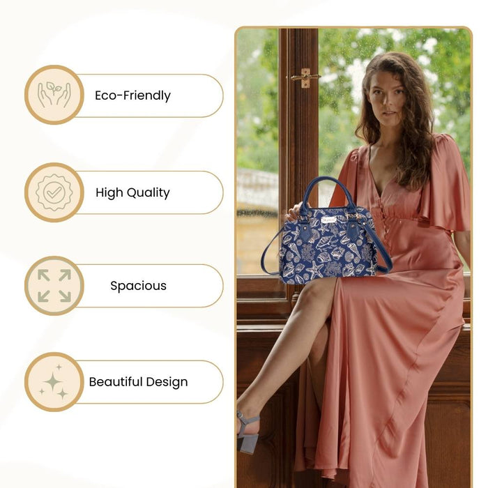 CONV-SHELL | Sea Shell Convertible Top Handle Purse Handbag