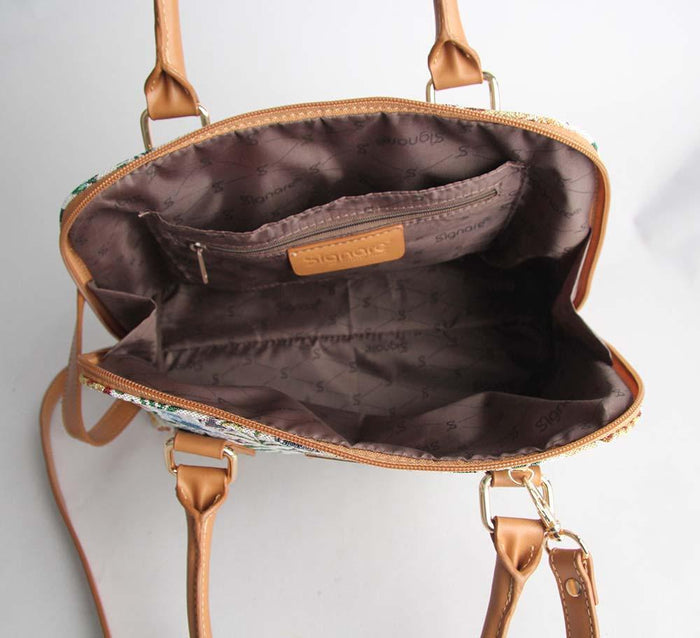 CONV-SPFL | Charles Voysey Spring Flower Convertible Top Handle Purse Handbag - www.signareusa.com
