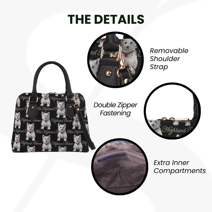 CONV-WES | Westie Dog Convertible Top Handle Purse Handbag