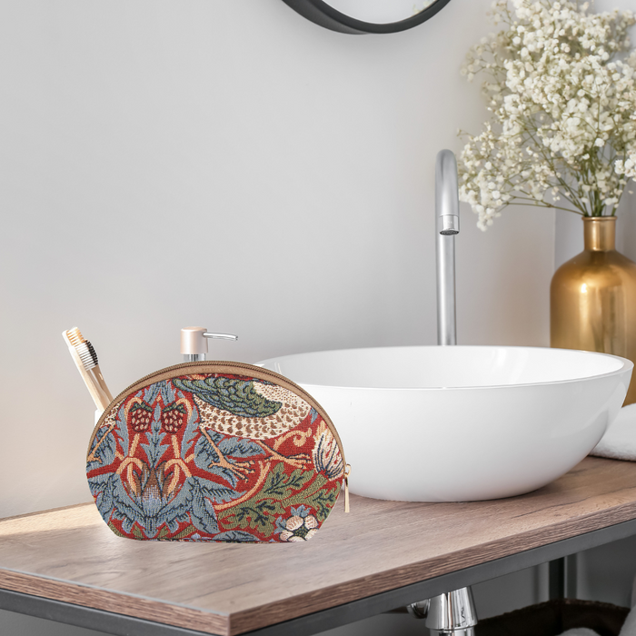 COSM-STRD | William Morris Strawberry Thief Red Cosmetic Make Up Bag