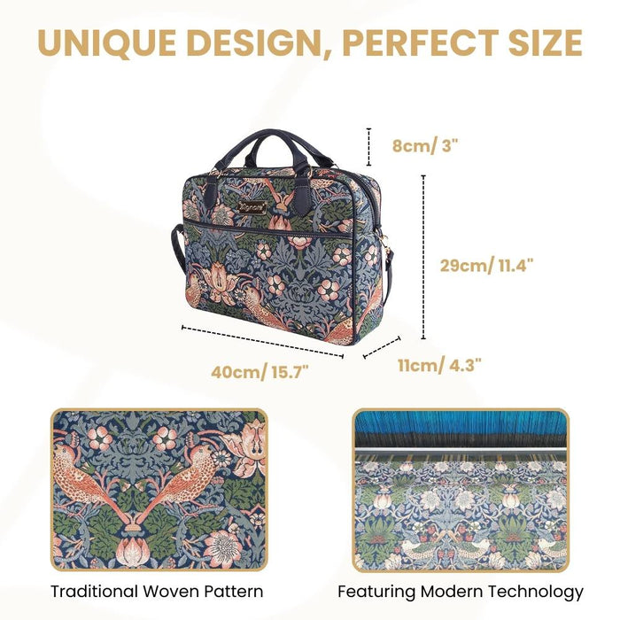 CPU-STBL | William Morris Strawberry Thief Blue Computer Laptop Bag Case 15.6"