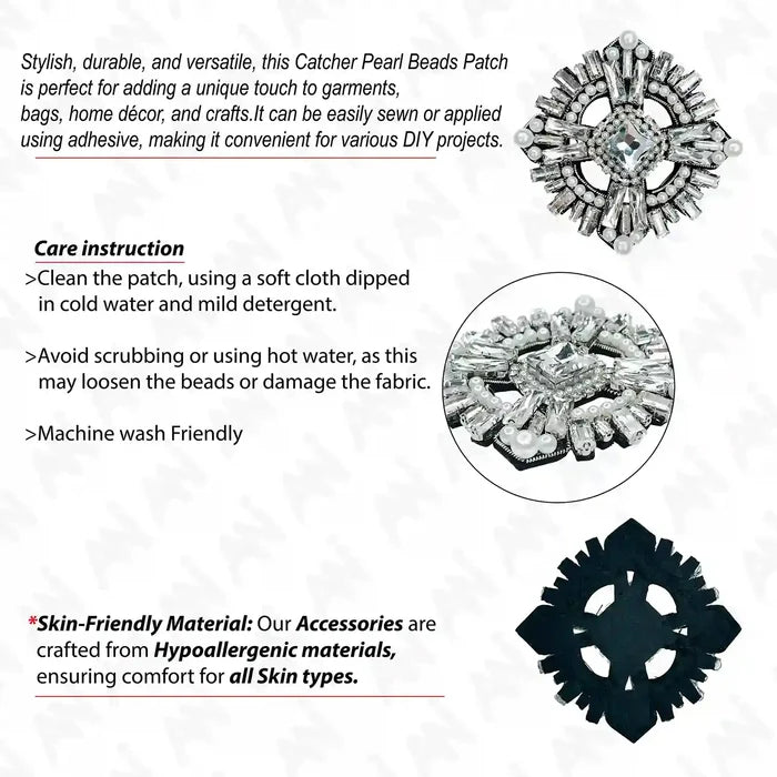 Crystal and Pearl Applique Patch