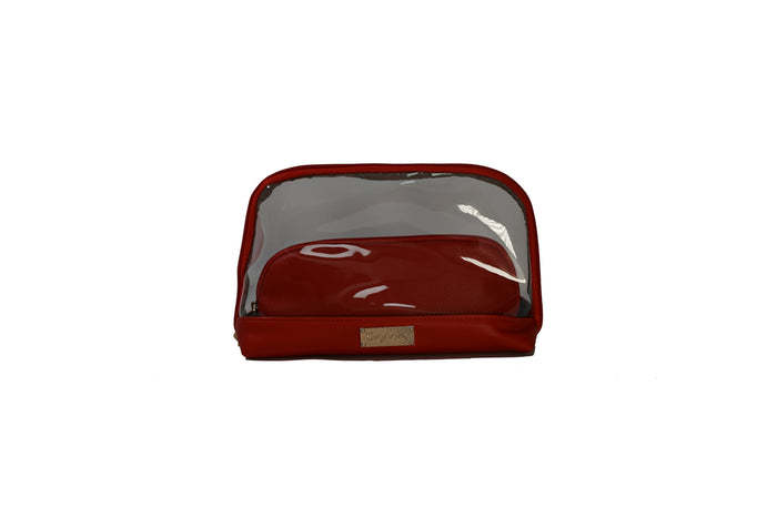 CTOIL2-RED | CLEAR TOILETRY BAG SET 2 BAGS - RED