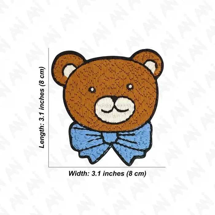 Ani Accessories cuddly bear patch size view showing accurate dimensions and overall patch shape