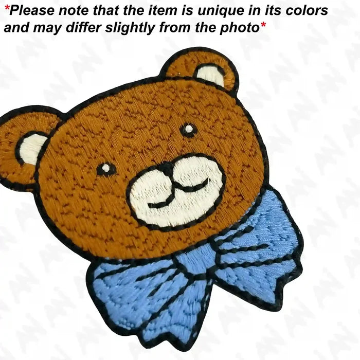 Ani Accessories cuddly bear patch infographic showing design details, usage, and visual clarity