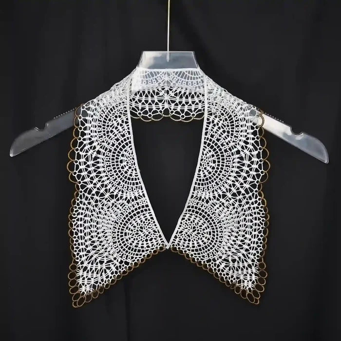 Ani Accessories vintage inspired cutwork floral Puritan collar with detailed embroidery design