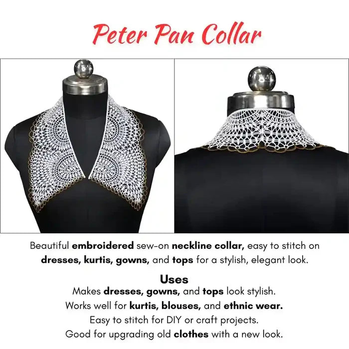 Ani Accessories floral cutwork Puritan collar accessory for blouses, dresses and classic styling