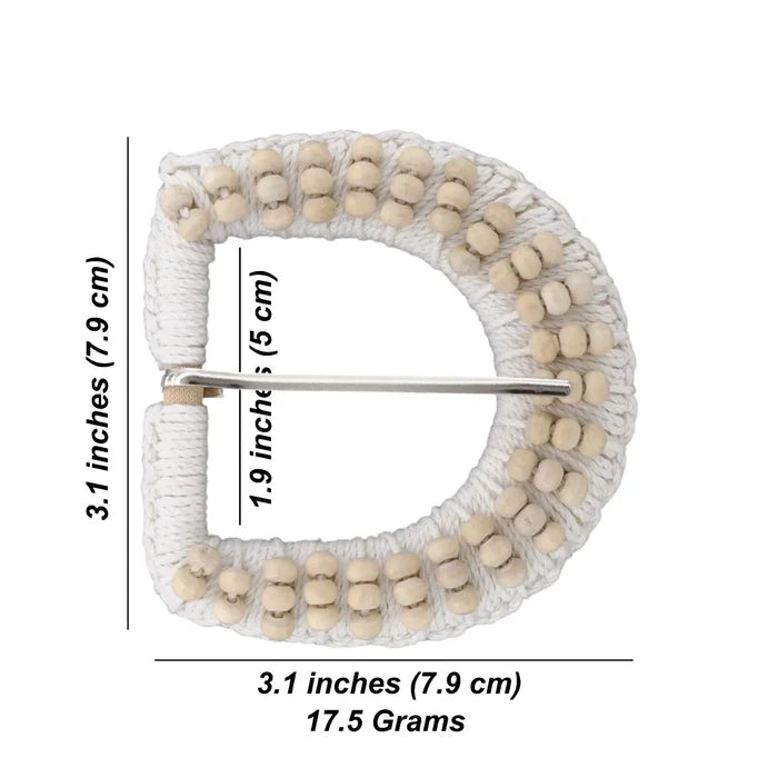 Ani Accessories handmade D shaped off white raffia buckle 3.1 inch straw buckle for belt bag DIY craft decor