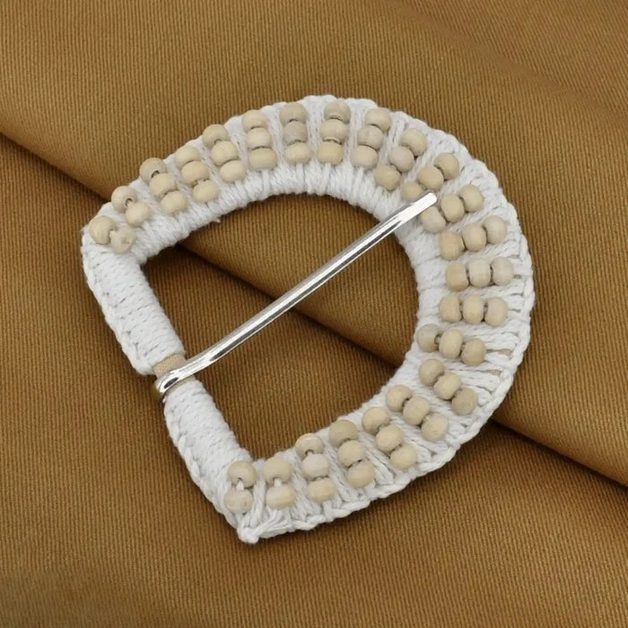 Ani Accessories off white D shaped raffia buckle 3.1 inch straw woven buckle for belts bags DIY craft decor