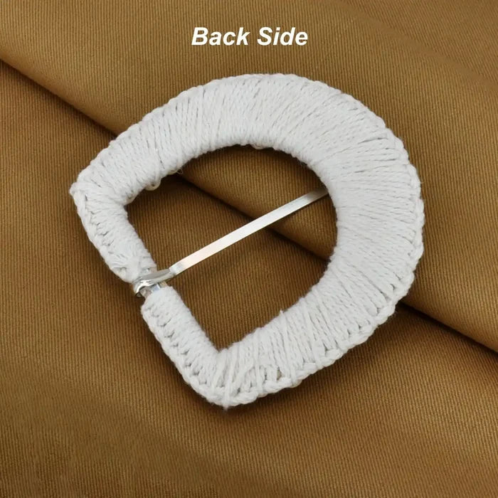 Ani Accessories handmade off white raffia D shaped buckle 3.1 inch straw woven buckle for belt bag DIY craft