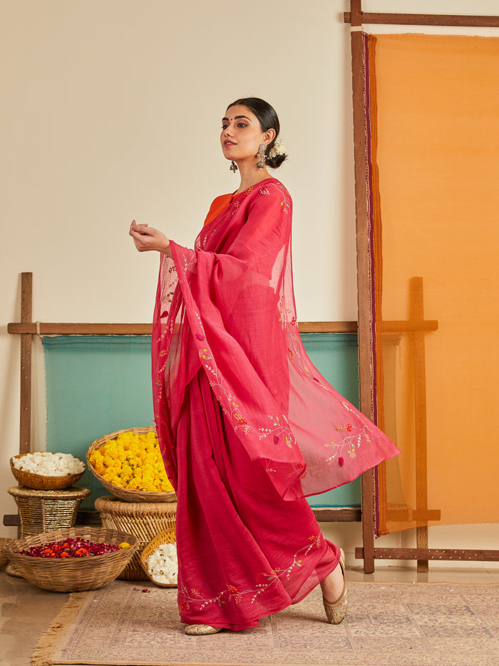 Dahlia Chanderi Sari