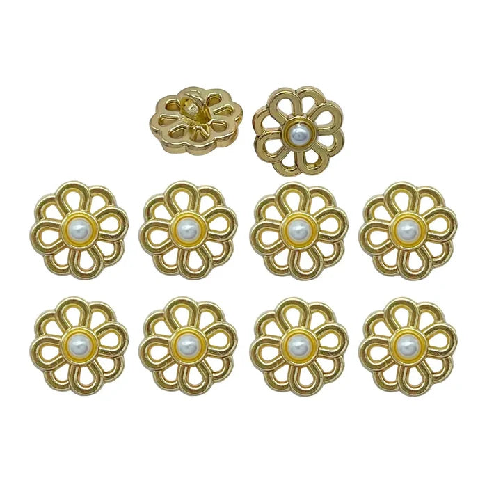 Decorative Flower Metal Buttons | 12mm(20L)