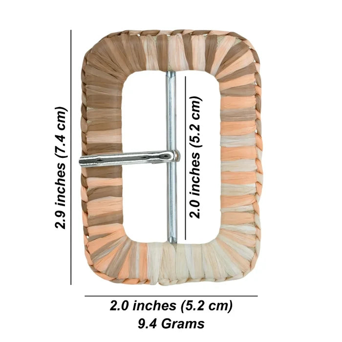 Ani Accessories handmade raffia rectangle buckle 2.9 inch straw woven buckle for belt bag DIY craft decor