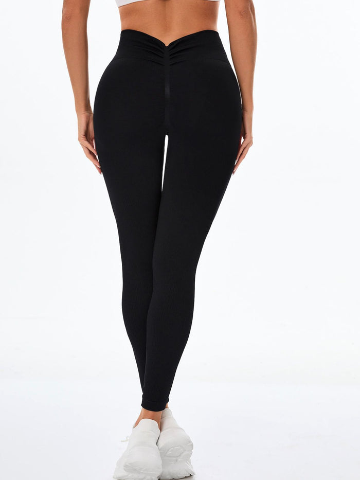 Deep V Seamless Quick Dry High-waisted Scrunch Bum Leggings
