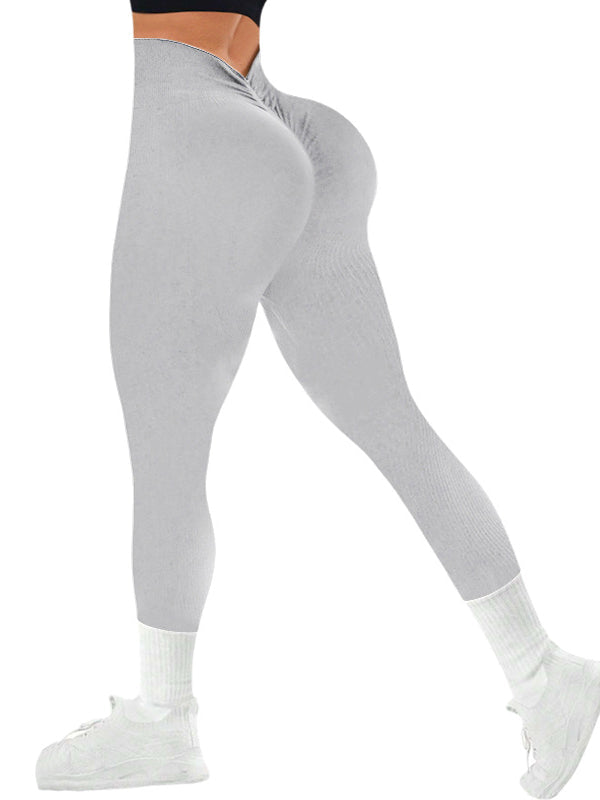 Deep V Seamless Quick Dry High-waisted Scrunch Bum Leggings