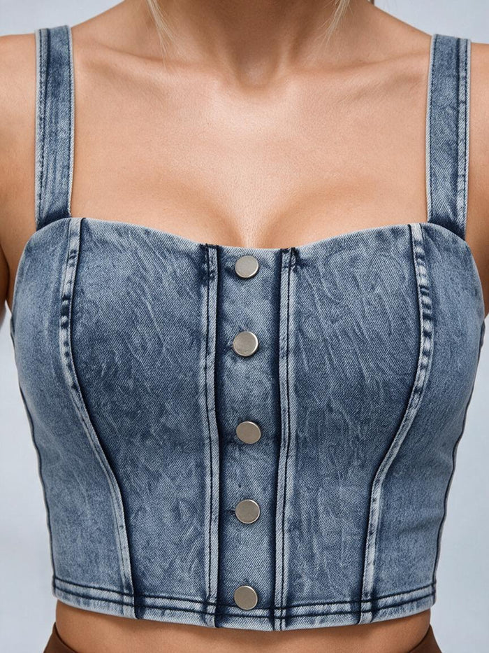 Denim Button Tank