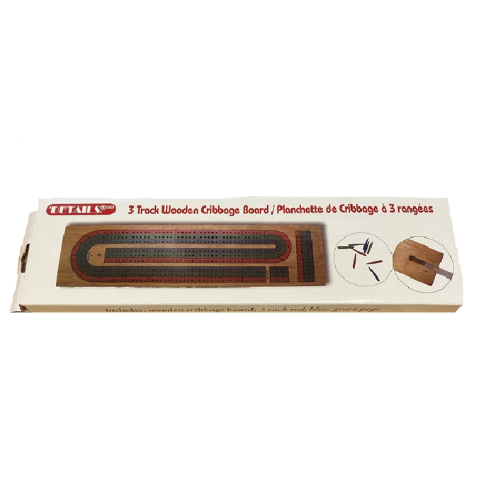 DETAILS 3 Track Wooden Cribbage Board