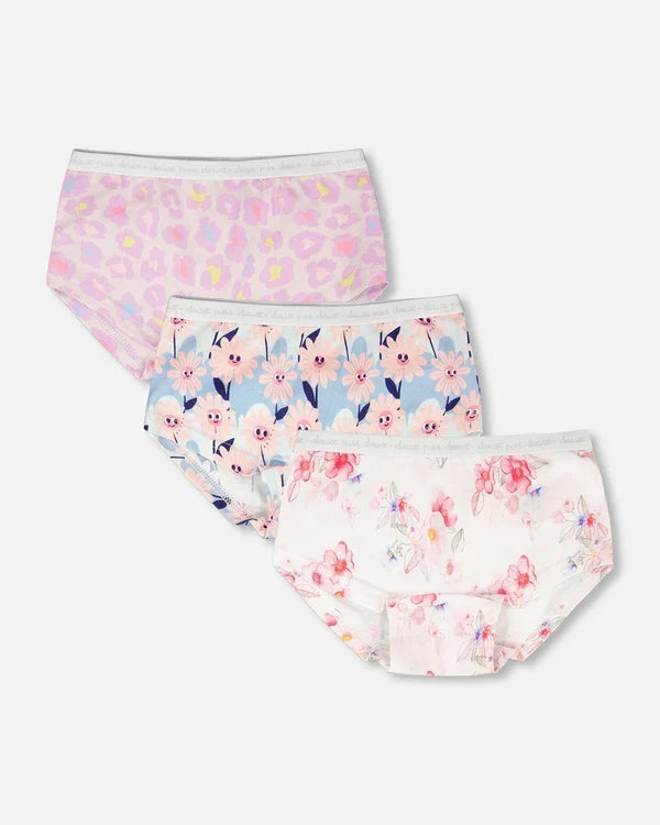 Deux Par Deux 3 Pack Boyshort Panties - Printed Florals