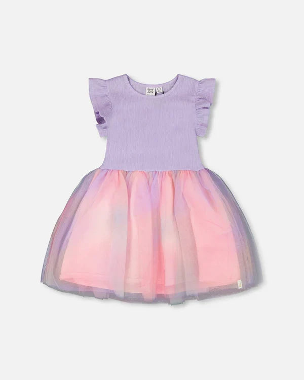 Deux Par Deux Bi-Material Dress - Lilac