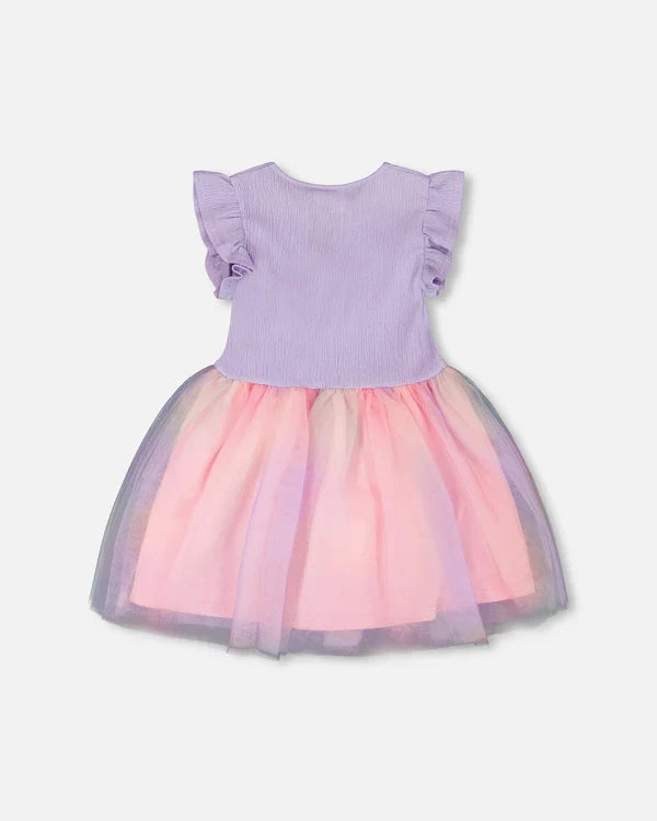 Deux Par Deux Bi-Material Dress - Lilac