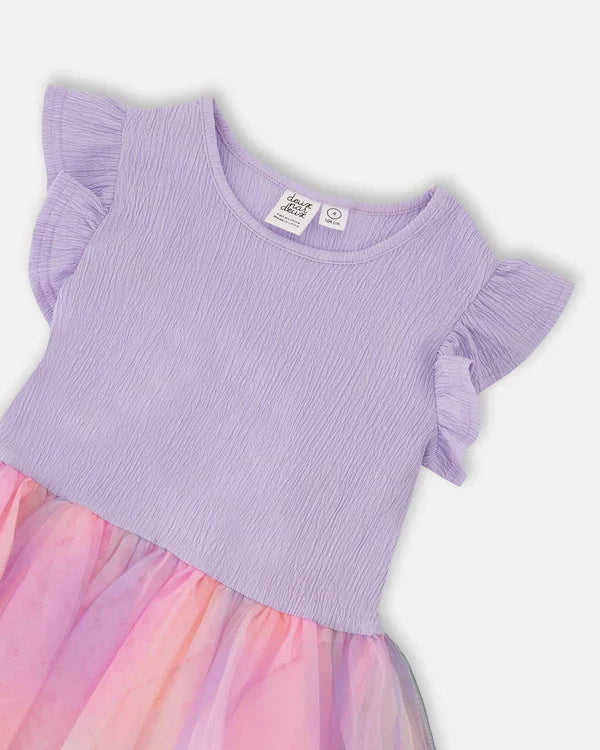 Deux Par Deux Bi-Material Dress - Lilac