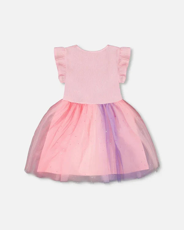 Deux Par Deux Bi-Material Dress - Pale Pink