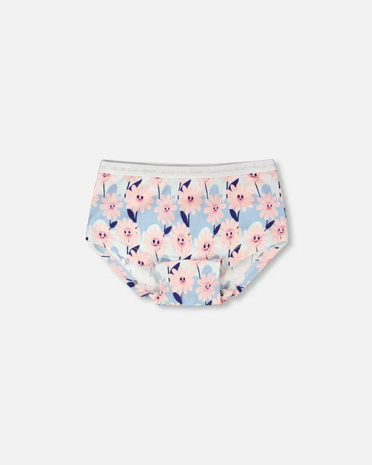 Deux Par Deux Boyshort Panty - Printed Blue Happy Flower