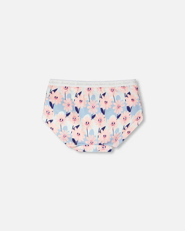 Deux Par Deux Boyshort Panty - Printed Blue Happy Flower