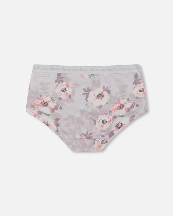Deux Par Deux Boyshort Panty - Printed Bouquet of Flowers