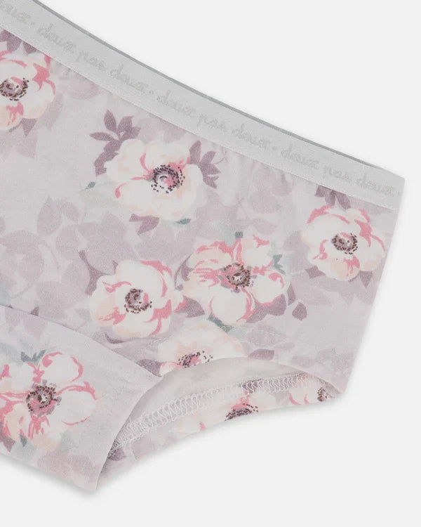 Deux Par Deux Boyshort Panty - Printed Bouquet of Flowers