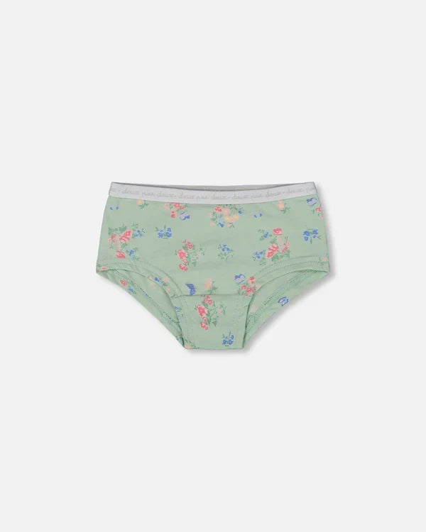 Deux Par Deux Boyshort Panty - Printed Flowers and Butterflies